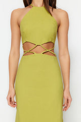 Green cut out dress