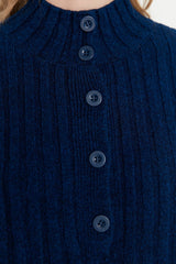 navy button sweater top