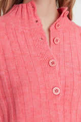 pink button sweater top