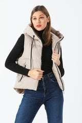 beige Hooded Vest