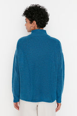 blue zip sweater top