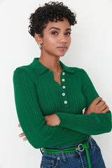 green polo knitted top