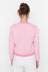 pink buttoned cardigan