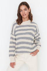 ecru and grey sweater top