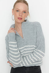 grey stripe sweater top