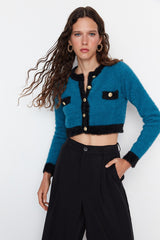 Blue gold buttoned cardigan