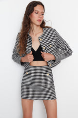 black and white tweed jacket