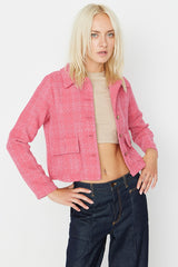 pink buttoned jacket