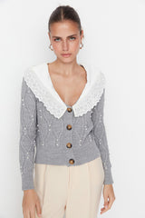 white collar cardigan