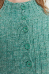 mint green button sweater top