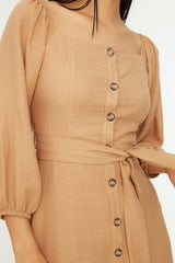 Belted Buttoned Dress