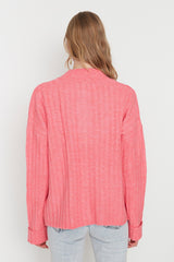 pink button sweater top