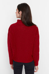 red zip sweater top