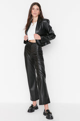 leather black trousers