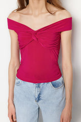 Fushia off shoulder top