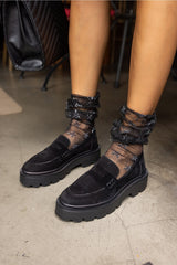 black chunky loafers