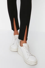 black leggings with split