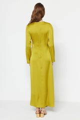 mustard satin dress