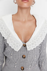 white collar cardigan