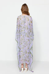 Lilac floral kaftan dress