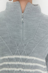 grey stripe sweater top