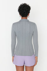 Grey polo knitted top