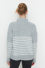 grey stripe sweater top