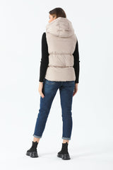 beige Hooded Vest