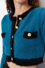 Blue gold buttoned cardigan