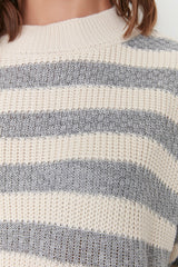 ecru and grey sweater top