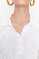 White polo knitted top