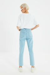 Blue High Waist Mom Jeans