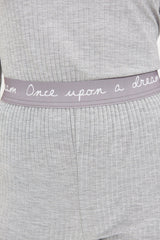 Grey Elastic Detailed Knitted Pajama Set