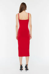 Red midi dress