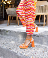 Orange platform heels
