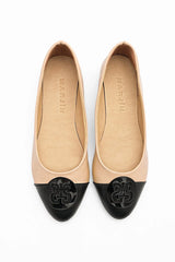 Beige & black flats