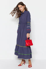 Navy modest dress