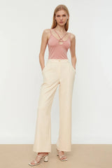 Ecru Wide Leg Trouser