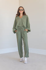 Khaki linen co-ord set