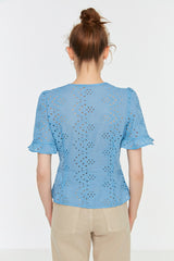 Blue Embroidered Shirt