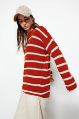 Red striped sweater top