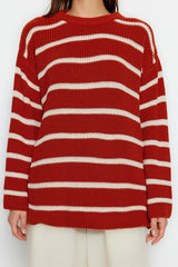 Red striped sweater top