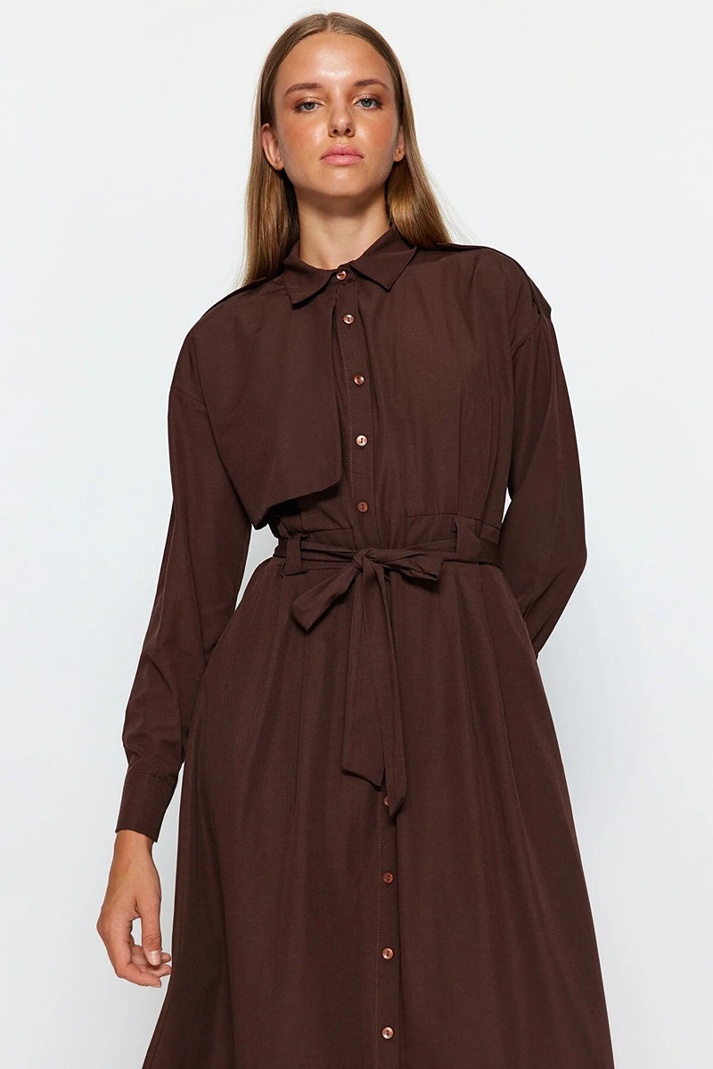 Belted brown Dress