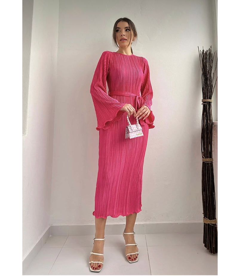 Pink plisse dress / size M