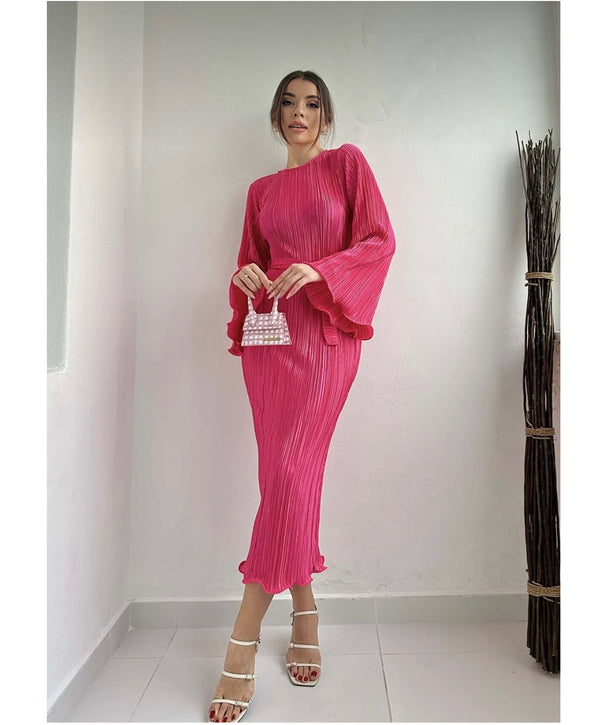 Pink plisse dress / size M