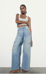 Wide leg cargo jeans