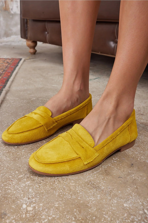 Yellow Real leather loafers