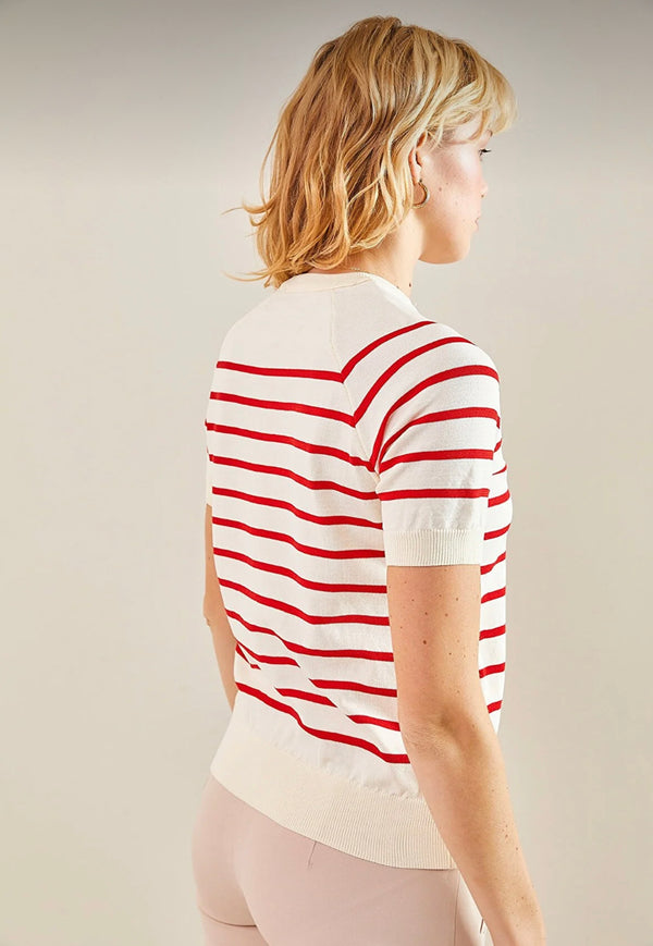 Striped short sleeve top