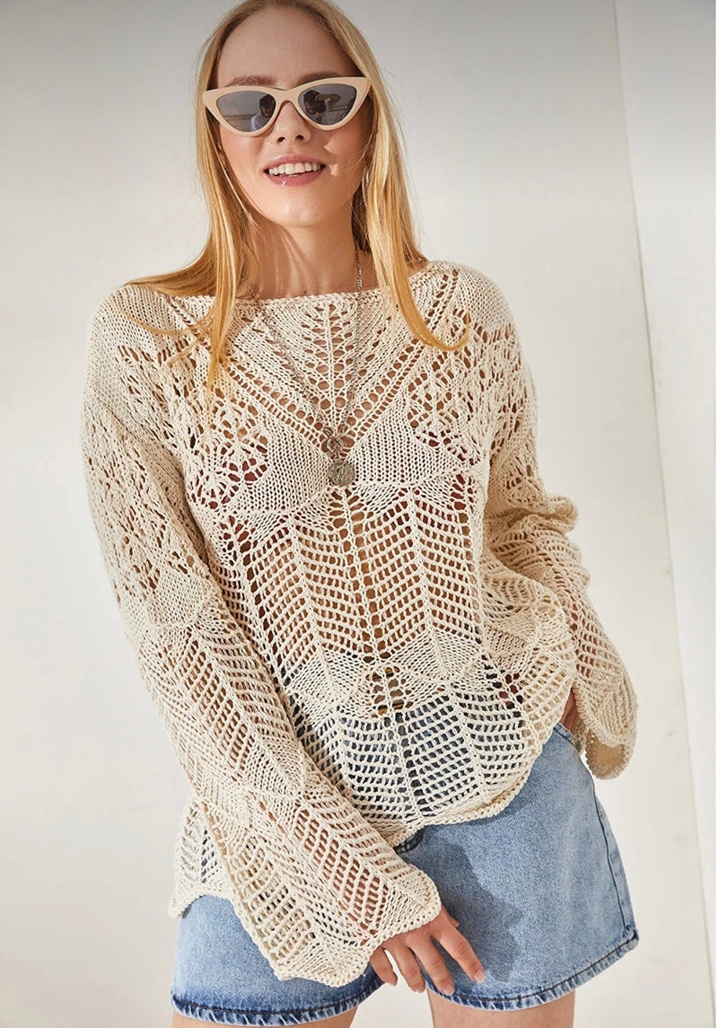 ecru long sleeve top