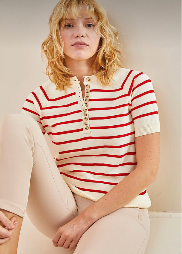 Striped short sleeve top
